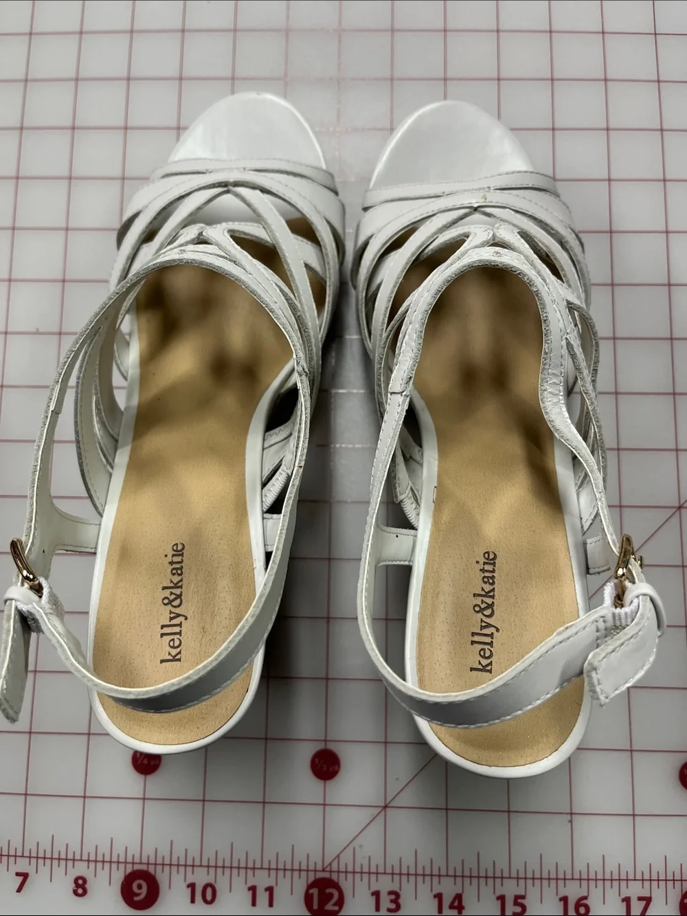 Kelly & KATIE NIB Summer Bridal Leather White Strappy Cork 3.5